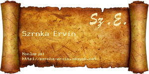 Szrnka Ervin névjegykártya